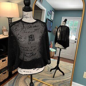 NWT! ZARA sweater Open Back Dolman Sleeve Black top Size M Medium NEW.